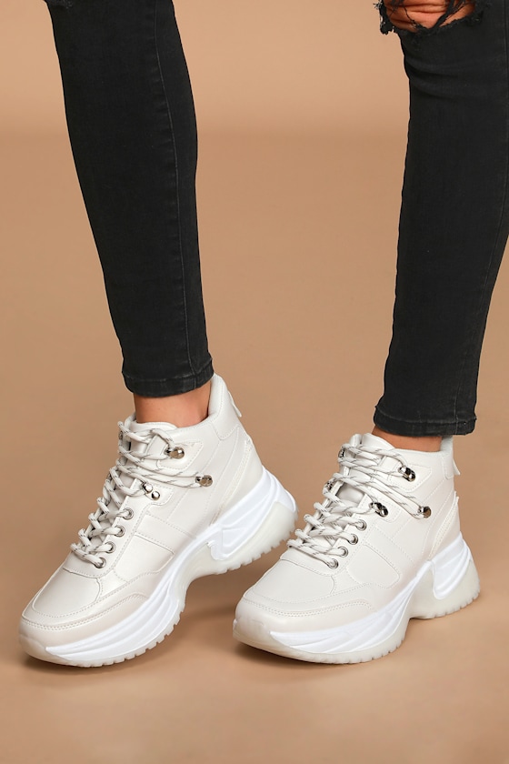 Jax White Lace-Up Sneakers 1