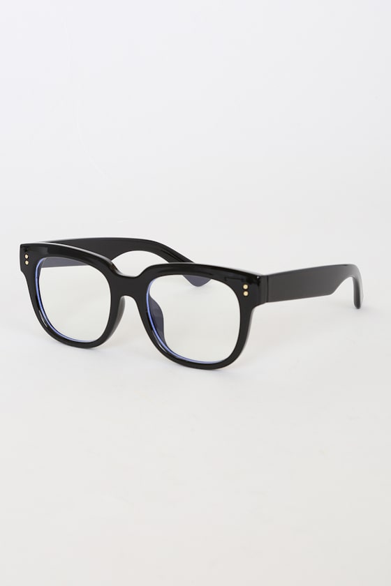 Daria Black Oversized Clear Glasses 1