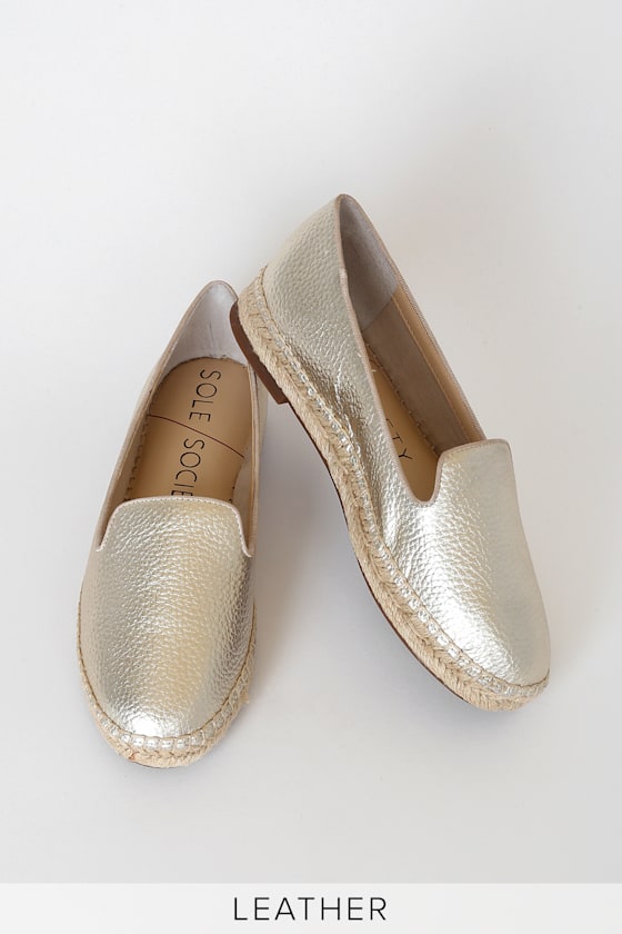 Sammah Gold Fusion Tumbled Metallic Leather Espadrille Flats 1