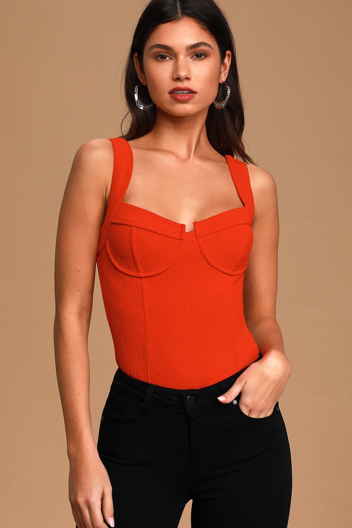 ASTR the Label Angela Bright Red Bodysuit Underwire Bodysuit Lulus