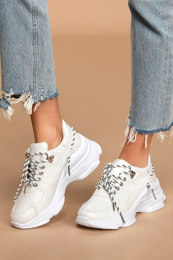 Raid Ibiza - White Sneakers - Chunky Sole Sneakers - Dad Sneakers - Lulus