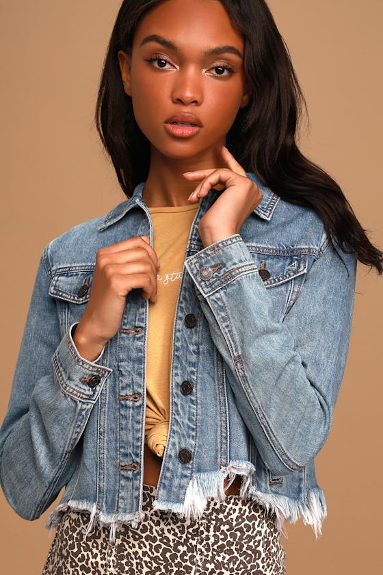 The Rebel Light Wash Denim Cropped Jacket 3