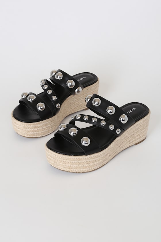 black studded espadrille sandals