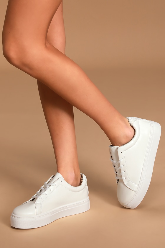 white leather sneakers platform