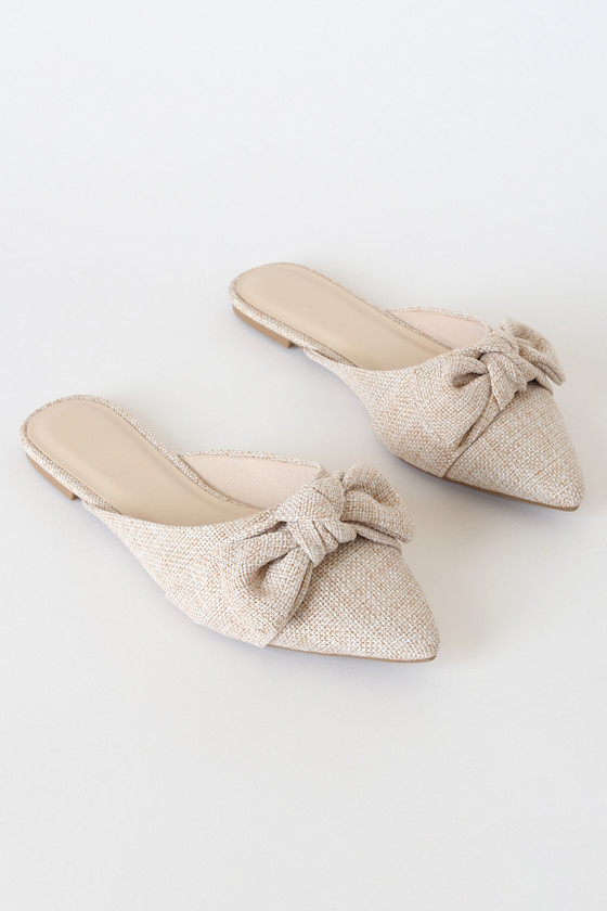 pointed toe flat slides