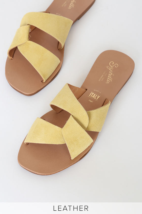 Ray Of Sunshine Yellow Suede Leather Sandals 4