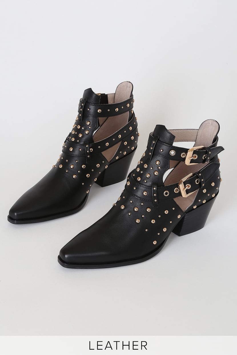 cut out studded ankle boots
