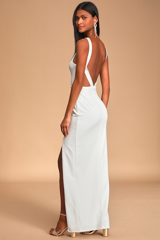 All You Need is Love White Halter Backless Maxi Dress 3