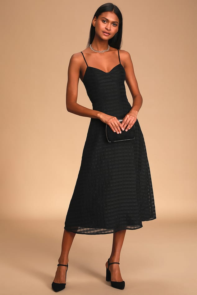Black Mesh Dress - Long Sleeve Dress - Black Sheer Midi Dress - Lulus