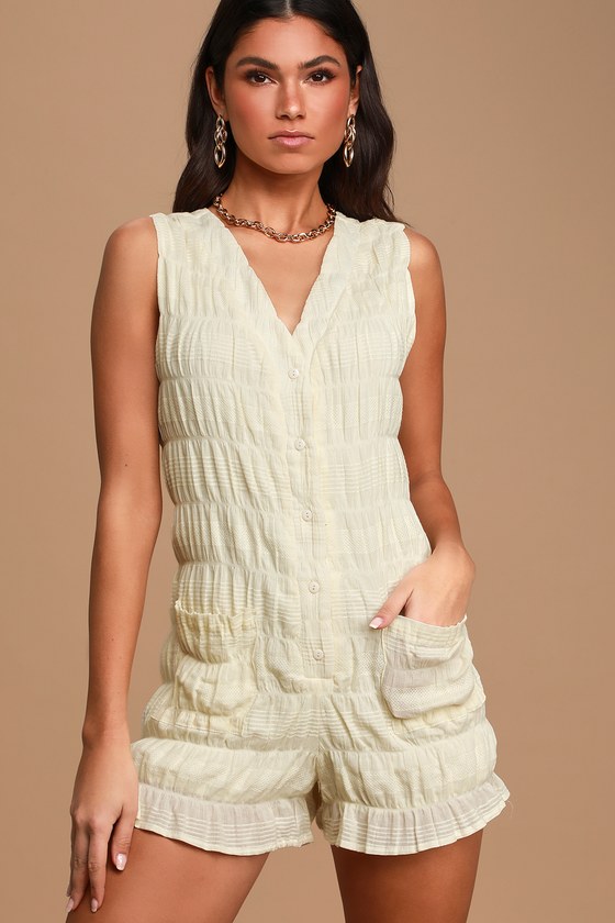 Lucca Couture Sirelli Romper ButtonUp Romper Cotton Romper Lulus