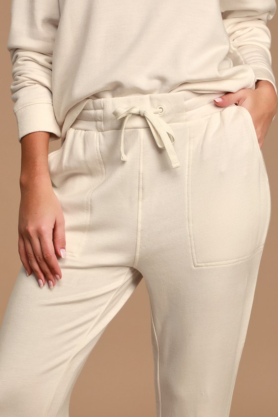 Cute Cream Joggers Drawstring Joggers Sweatpants Sweats Lulus