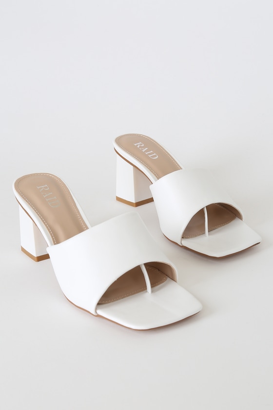 Raid Pia - White Mules - Peep Toe Mules - High Heel Sandals