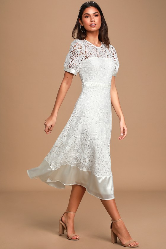 Pretty White Crochet Lace Dress