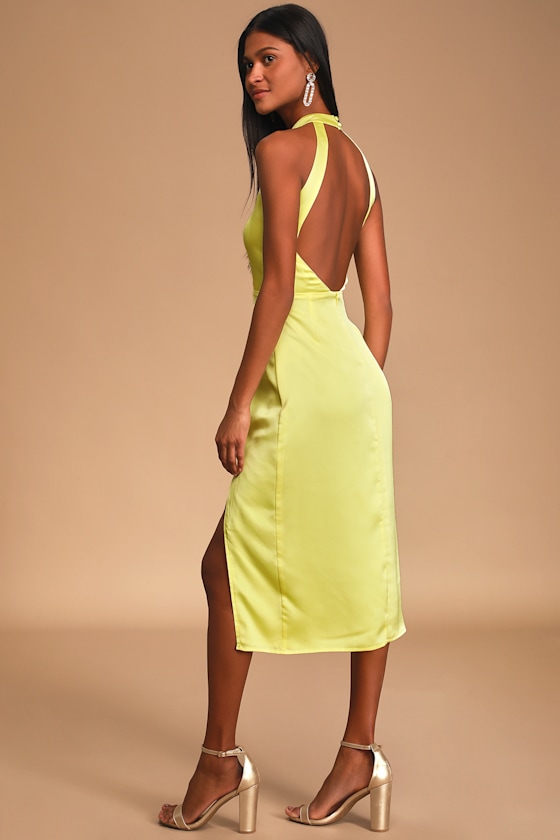 Sexy Yellow Dress - Halter Dress - Backless Midi Dress - Lulus