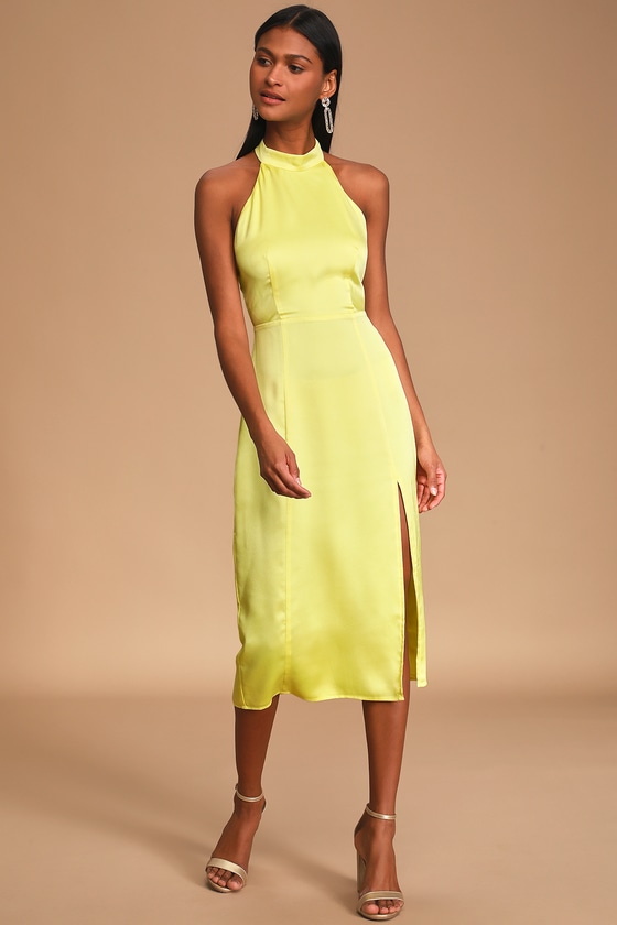yellow halter neck dress