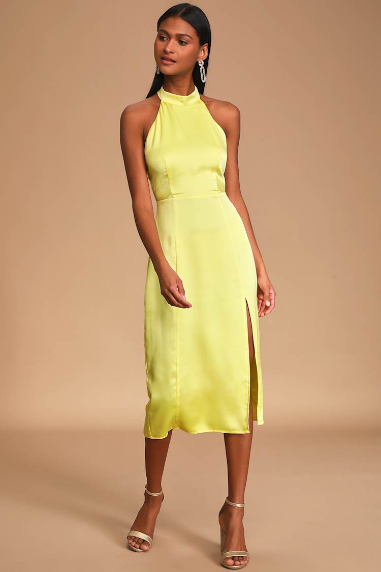 Yellow High Low Halter Dress