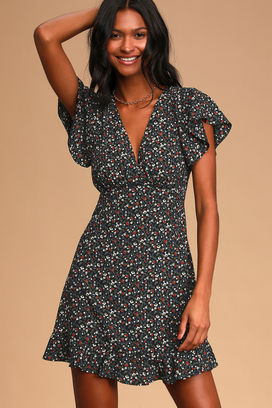 lulus black floral dress
