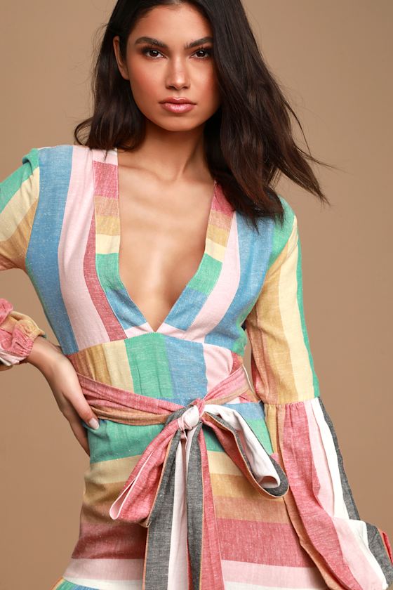 Mix it Up Multi Striped Long Sleeve Maxi Dress 4