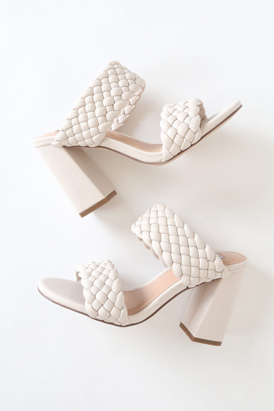 Tangle Off-White Woven High Heel Sandals 2