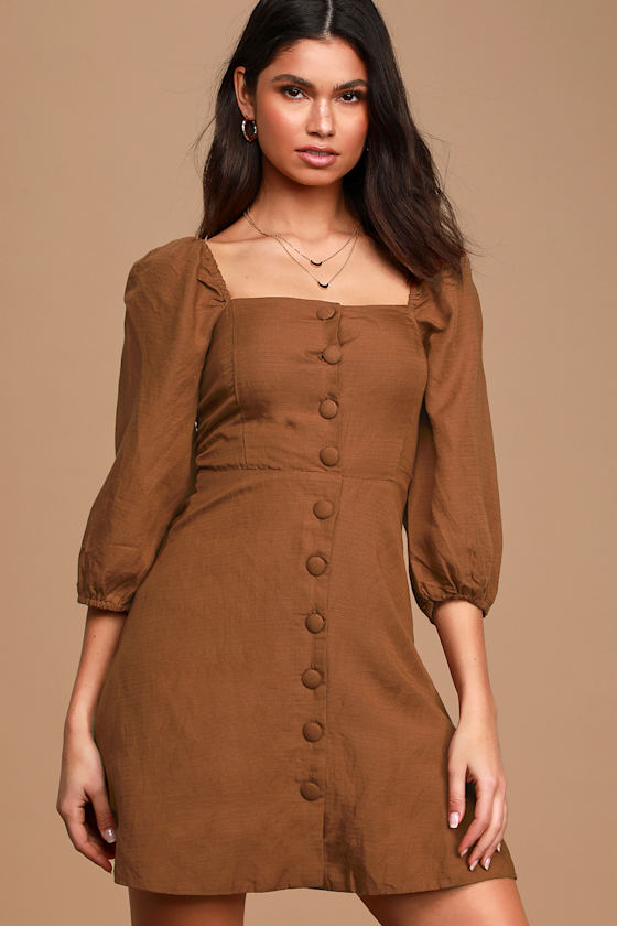 Brown puff dress Clearance
