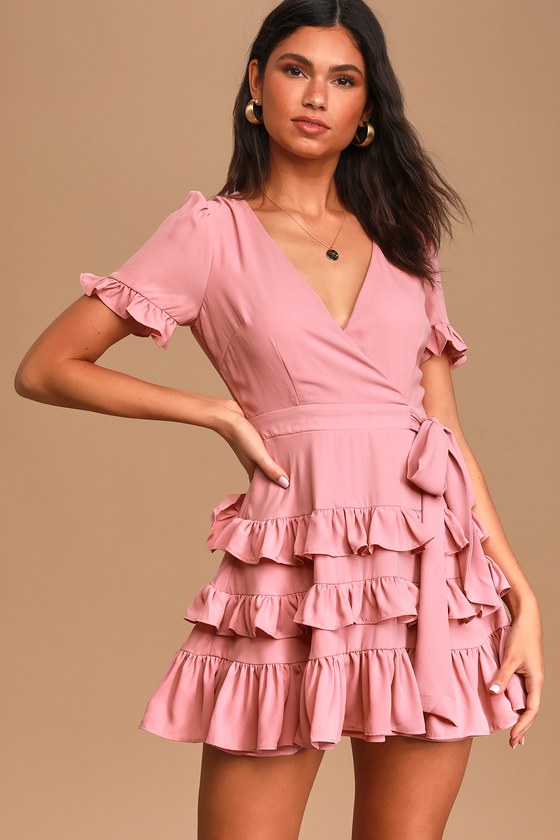 ruffle dress pink