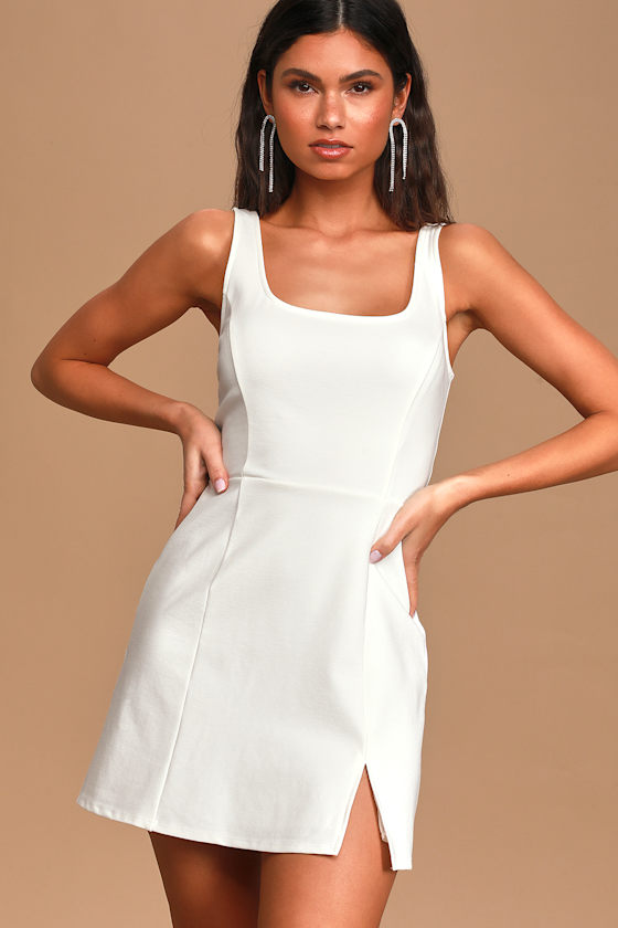 Cute White Dress Sleeveless Mini Dress Skater Dress Lulus