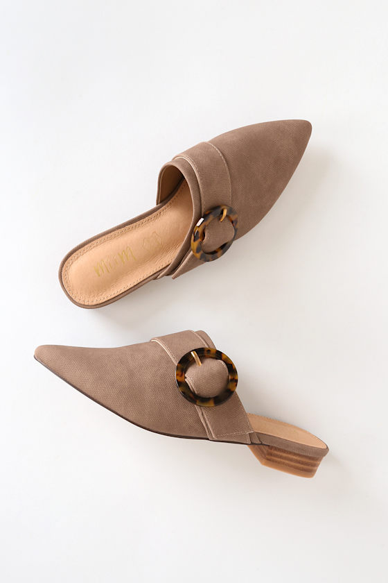 Brown Loafer Slides PointedToe Loafers Trendy Buckled Slides Lulus