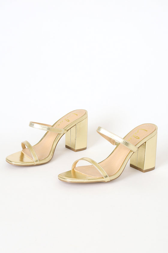 Ariellie Gold Metallic High Heel Sandals 2