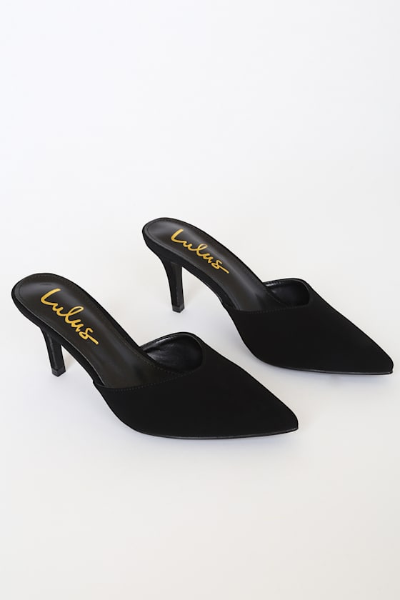 Leightonn Black Suede Pointed-Toe Mules 1