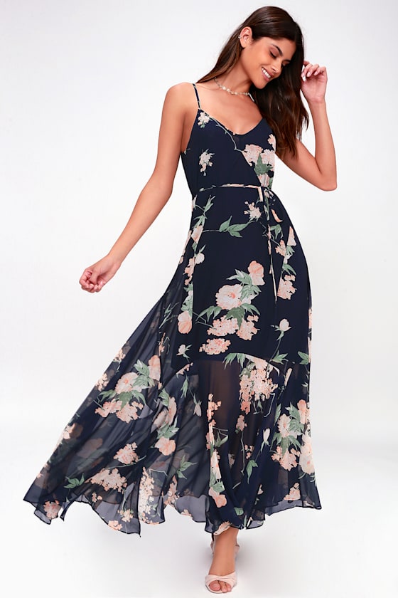 Feeling Freesia Navy Blue Floral Print Maxi Dress 8