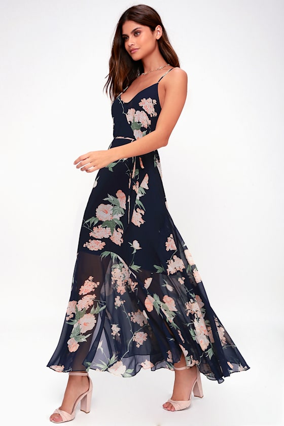 Feeling Freesia Navy Blue Floral Print Maxi Dress 9