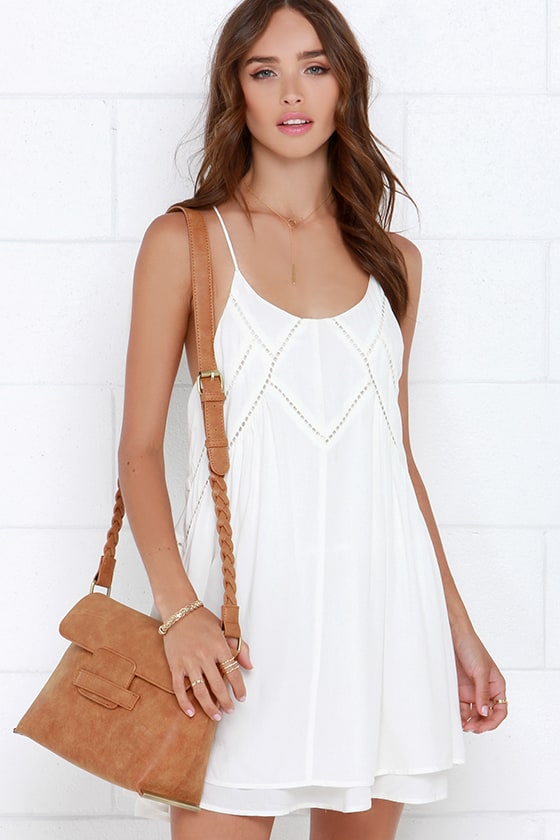 Cute Ivory Dress Slip Dress Sundress Lulus
