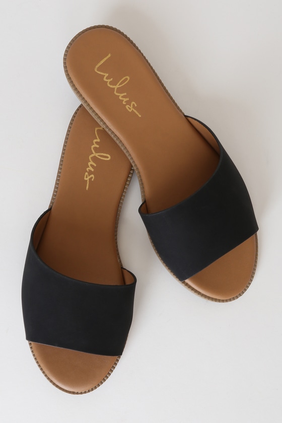 Cute Slide Sandals - Black Slide Sandals - Vegan Slide Sandals - Lulus