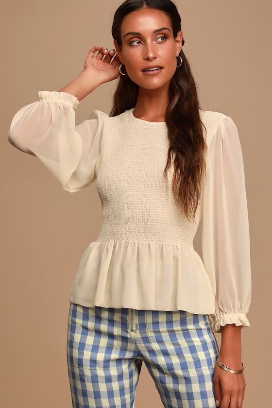 smocked sleeve top