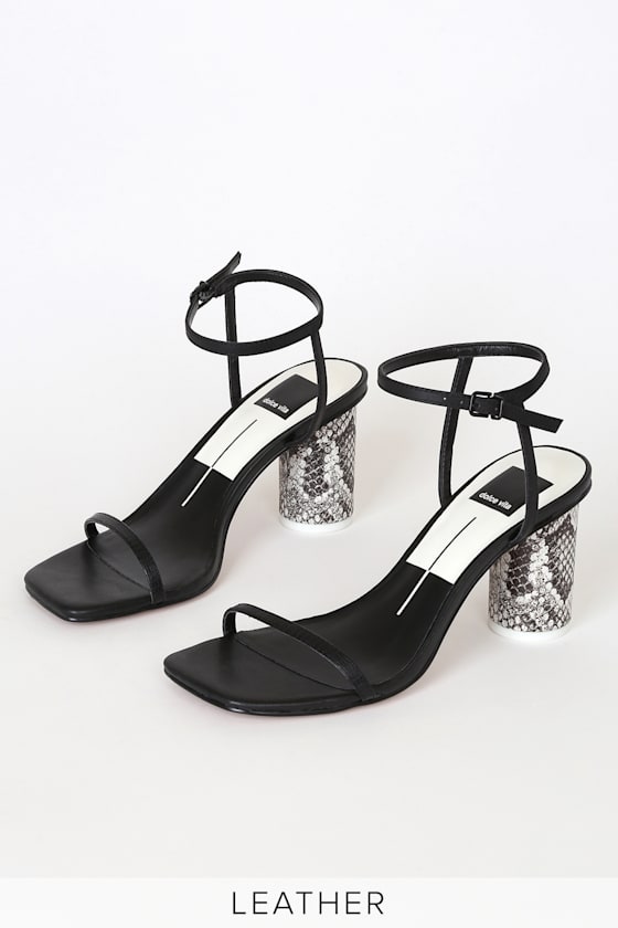 Dolce Vita Naomey Black Embossed Lizard - High Heels - Sandals