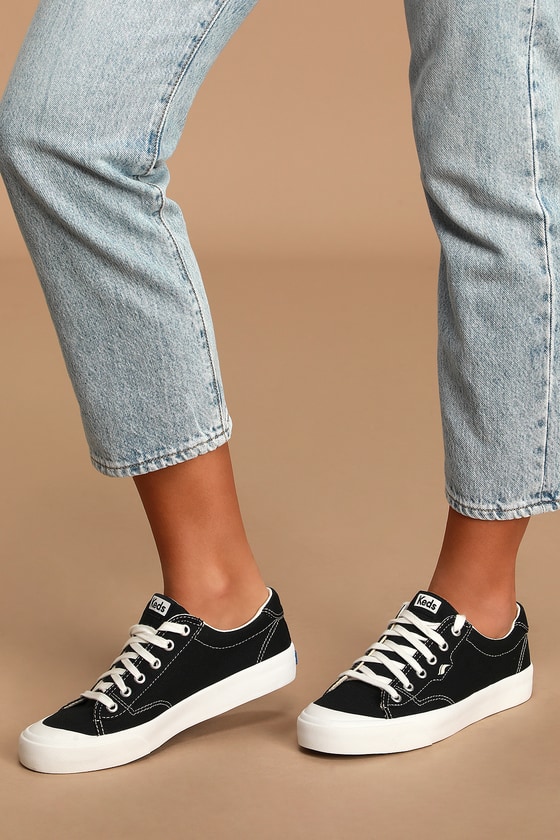 black canvas platform sneakers