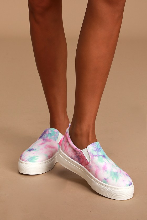 Pink Tie-Dye Sneakers - Slip-On 