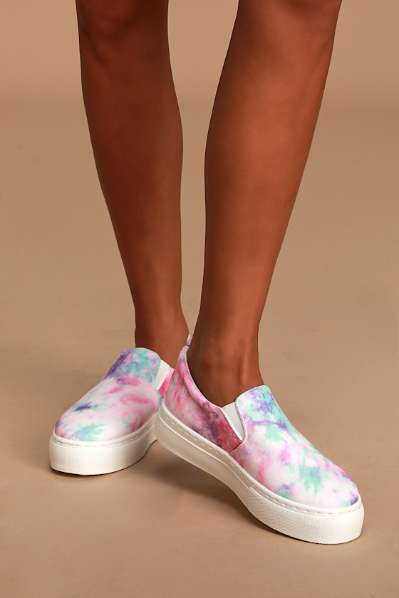 Karena Pink Multi Tie-Dye Slip-On Flatform Sneakers 2