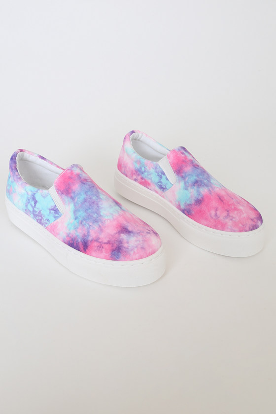 Karena Pink Multi Tie-Dye Slip-On Flatform Sneakers 3