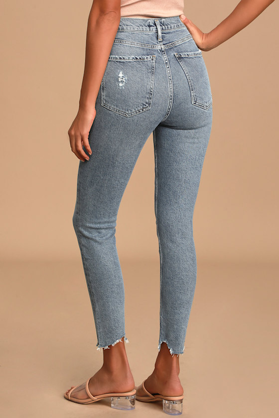 Nico High Rise Light Wash Distressed Skinny Jeans 5