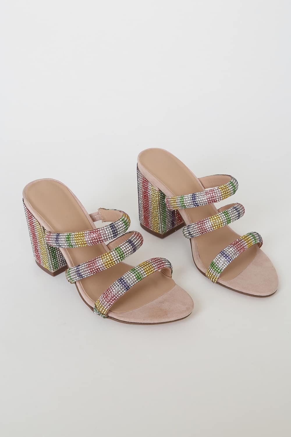 Dreamm Rainbow Rhinestone High Heel Sandals