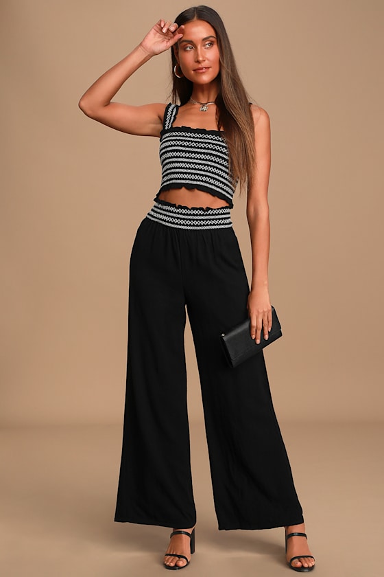 Seeing Double Black Smocked Two-Piece Jumpsuit 2