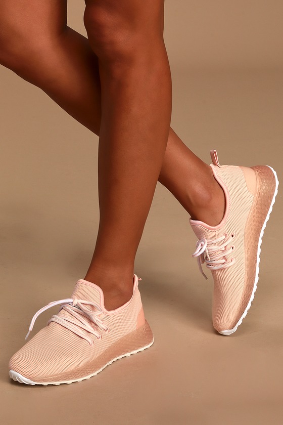 Cute Blush Sneakers - Knit Sneakers 