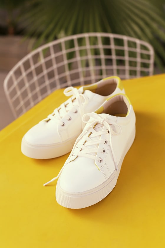 white supportive sneakers