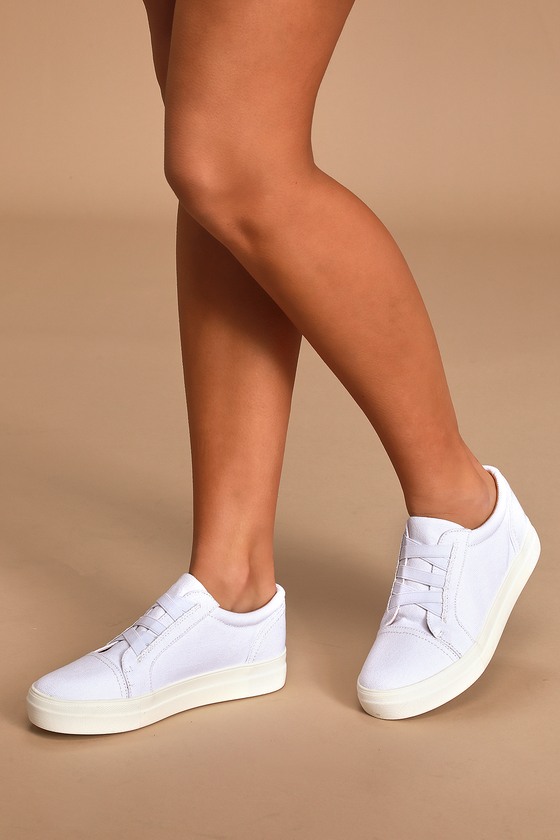 slip on white canvas sneakers