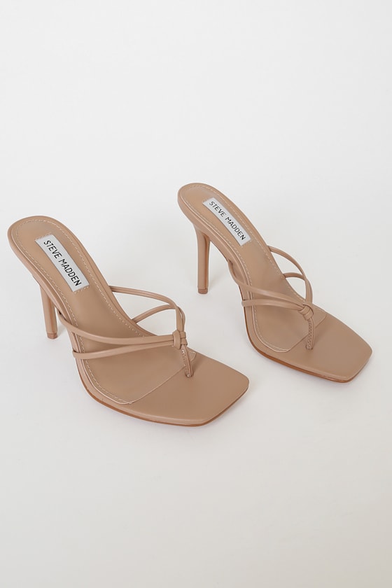 Scored Natural High Heel Sandals 2