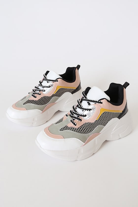 Brae White Chunky Colorblock Sneakers 3