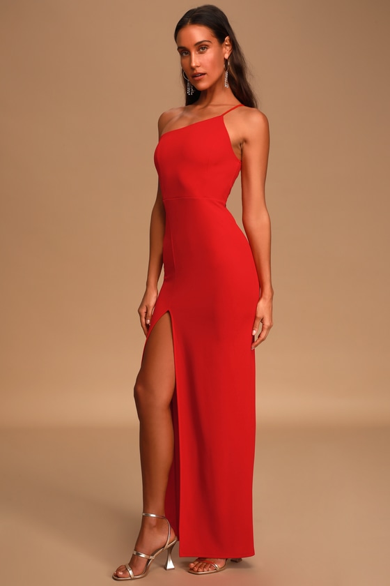 red one strap dress