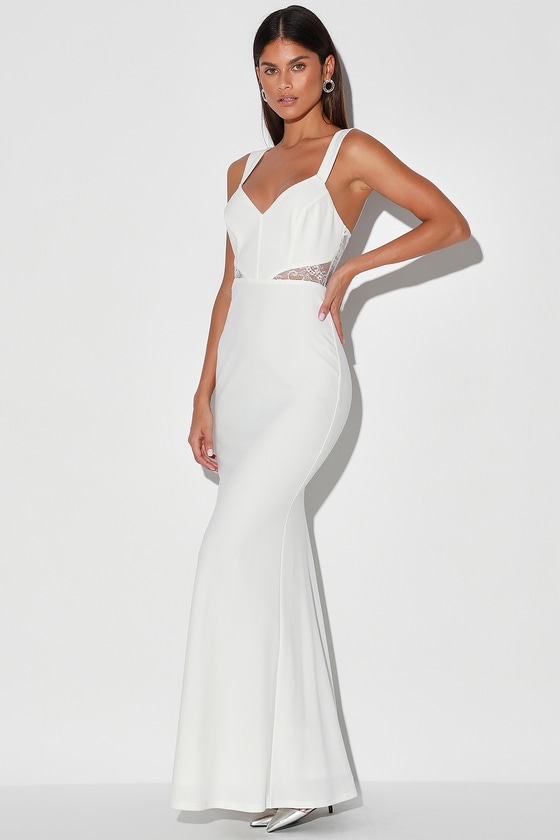 Sexy White Maxi Dress - Sheer Lace White Dress - Mermaid Maxi - Lulus