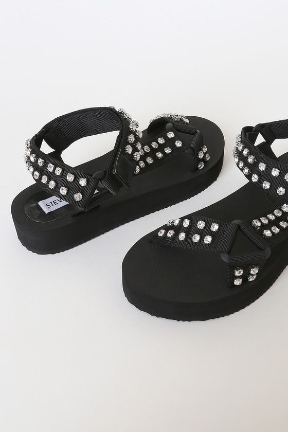 Steve madden black rhinestone sandals deals